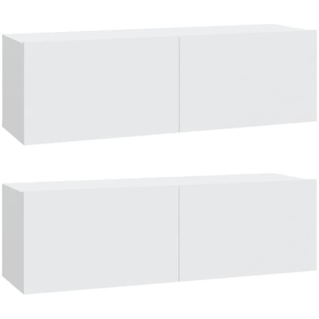 Vidaxl Wall TV Cabinets 2 Pcs White 100X30X30 Cm Engineered Wood, White 804544