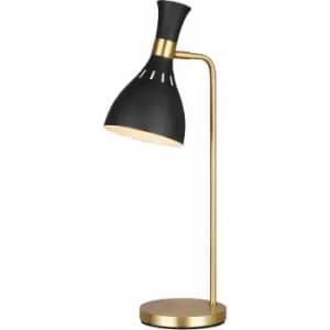 Loops - Table Lamp Midnight Black / Burnished Brass LED E27 60W Bulb