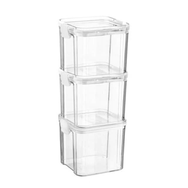 Argon Tableware 3X Food Storage Containers - 700Ml - White Reusable Airtight Stackable Meal Prep Lunch Box With Clip-Lock Lid