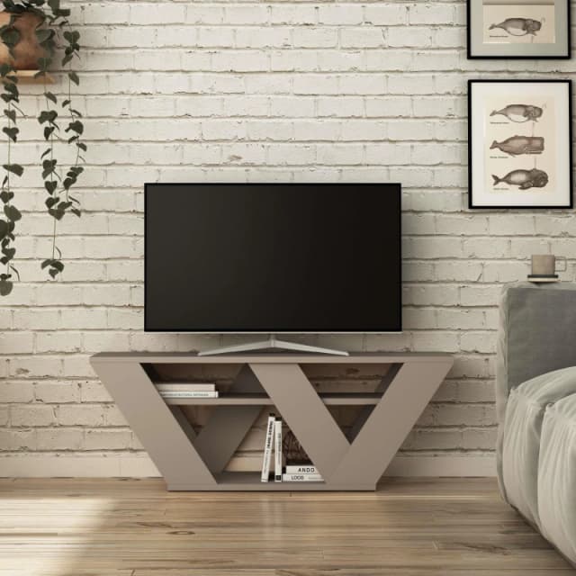 DECORTIE Decortie - Pipralla Modern tv Stand Multimedia Centre tv Unit Mocha Grey With Shelves 110cm - Mocha Grey M.TV.14129.4