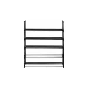 5 Tier Black Shoe Rack - Black