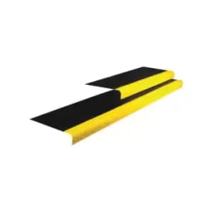 Black/Yellow Cobagrip Stair Tread, 345MMX55MMX1M