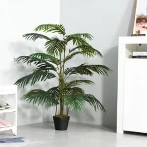 Outsunny Artificial Palm Tree Decorative Plant 20 Leaves with Nursery Pot, Fake Tropical Tree for Indoor Outdoor Decor, 140cm