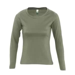 SOLS Womens/Ladies Majestic Long Sleeve T-Shirt (M) (Khaki)