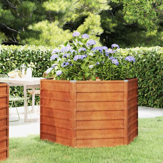 vidaXL Garden Raised Bed Rusty 129x129x77cm Corten Steel, Brown 151947