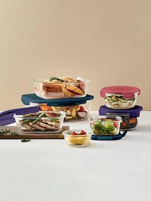 Locknlock Eco Ovenglass Clear Square Glass Dishwasher Safe Food Storage Container Set With Lid 500Ml Pack Of 3