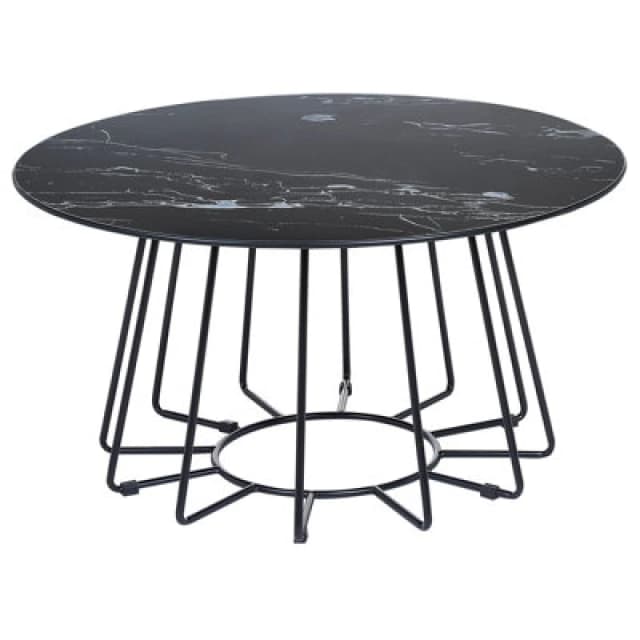 Beliani Coffee Table Bernie Tempered Glass Black Marble