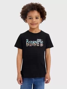 Kids Ombre Checkered Poster Logo Tee - Black