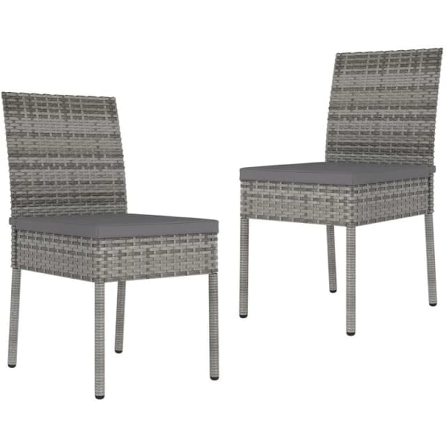 VIDAXL Garden Dining Chairs 2 pcs Poly Rattan Grey Vidaxl 8720286682487