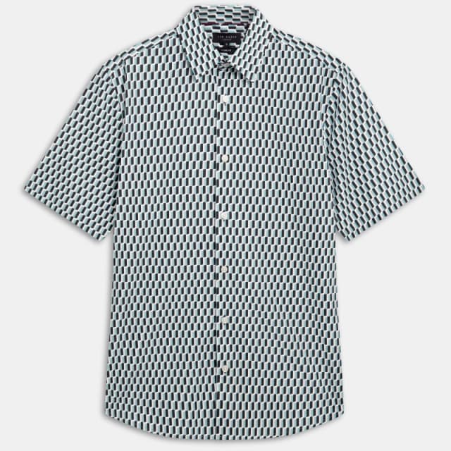 Ted Baker Ted SS Reg Fit Shirt Sn63 Turquoise male XS (1)