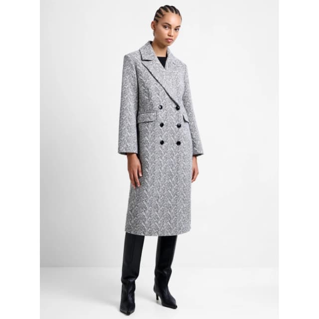 French Connection Womens FC Lowen Double Breasted Overcoat Grey female 8 (XS)