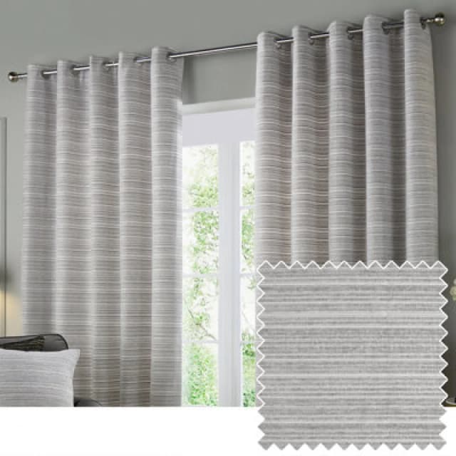 Paoletti Paoletti Jupiter Chenille Jacquard Eyelet Curtain Pair in Silver Size: 117cm width x 137cm drop Silver 117cm width x 137cm drop Unisex 5025