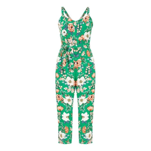 Mela London Mela London Green Floral Print Culotte Jumpsuit Green 8