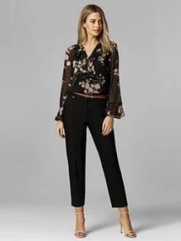 Wallis Petite Double Faced Belted Cigarette Trouser - Black, Size 14, Women