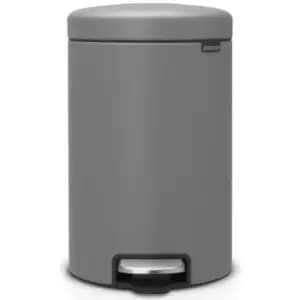 Brabantia newIcon Pedal Bin 12 Litre Plastic Bucket Mineral Concrete Grey