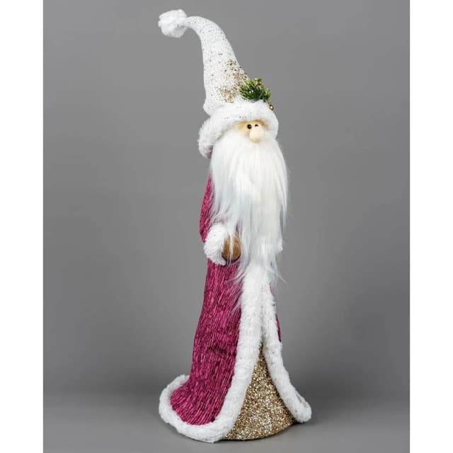 Shatchi 76cm Santa Burgundy / Gold - Christmas Figurine Pink