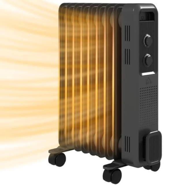 HOMCOM Oil Filled Radiator Portable Space Heater W/ 7 Fin, 3 Heat Settings Grey unisex