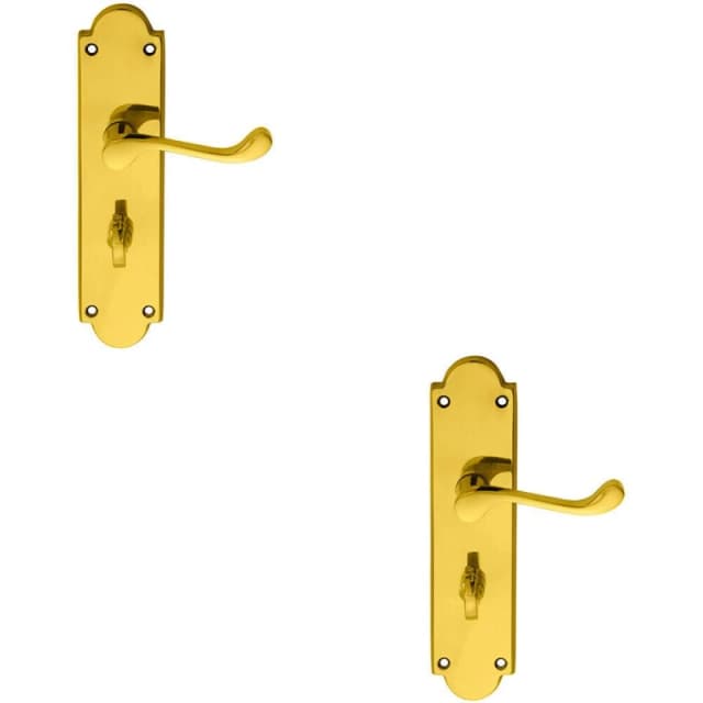 Loops 2x PAIR Victorian Scroll Handle on Bathroom Backplate 205 x 49mm Polished Brass Metallics
