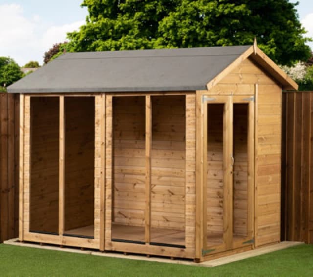Empire Sheds Empire Apex Summerhouse 6X8 Dipped Treated Tongue And Groove Wooden Garden Shed Double Door (6' X 8' / 6ft X 8ft) (6X8)