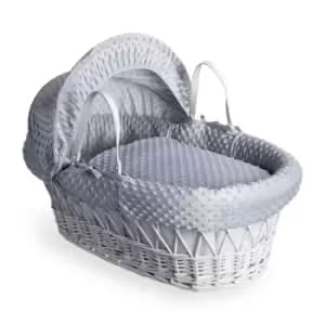 Clair de Lune Dimple White Wicker Moses Basket - Grey
