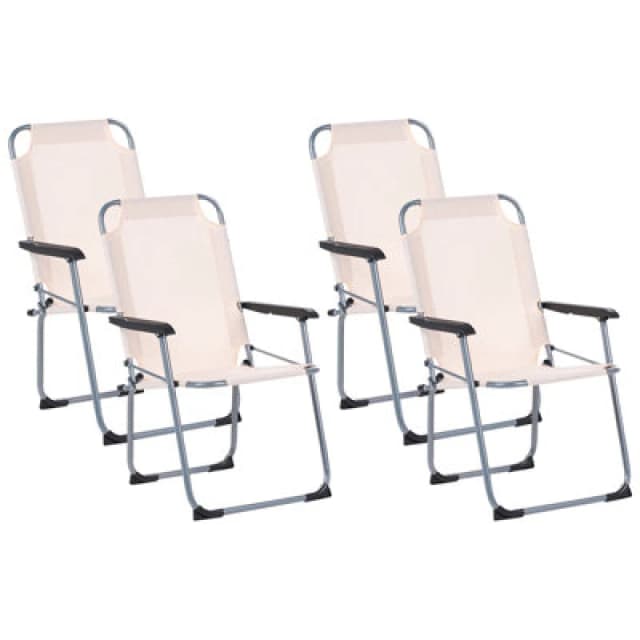 Beliani Set Of 4 Garden Chairs Galatsi Folding Metal Beige