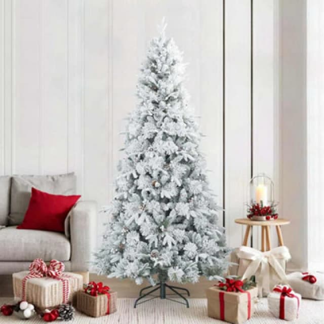 Vidaxl Artificial Hinged Christmas Tree Snow Flocked White 210 Cm