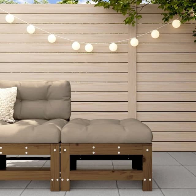 vidaXL Garden Footstool with Cushion Honey Brown Solid Wood Pine, Brown 825670