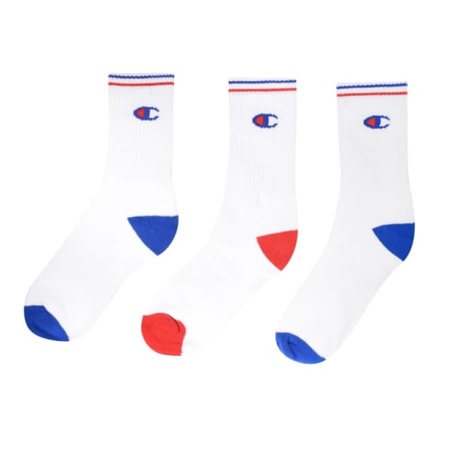 Champion 3 Pack Logo Crew Socks - Blue Blue 4 -8