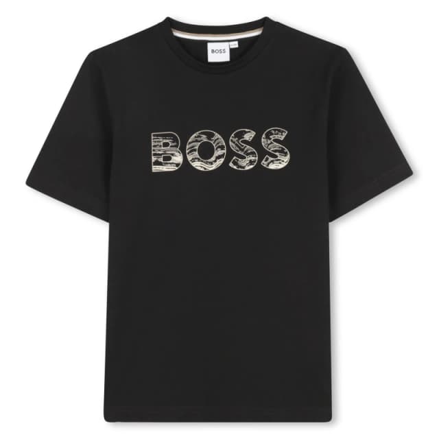 Boss Kids Print Regular Fit T-Shirt Black male 10Y
