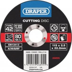 Draper Depressed Centre Metal Cutting Disc 115mm 2.5mm 22mm