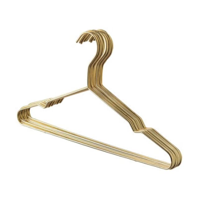 Harbour Housewares Metal Coat Hangers - Gold - Pack Of 10