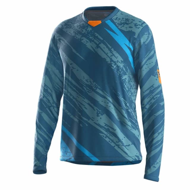 Bicycle Line Mens Ponente UPF 30+ V-Neck Long Sleeve Cycling Jersey Blue male Medium