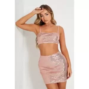 I Saw It First Co Ord Sequin Mini Skirt - Pink
