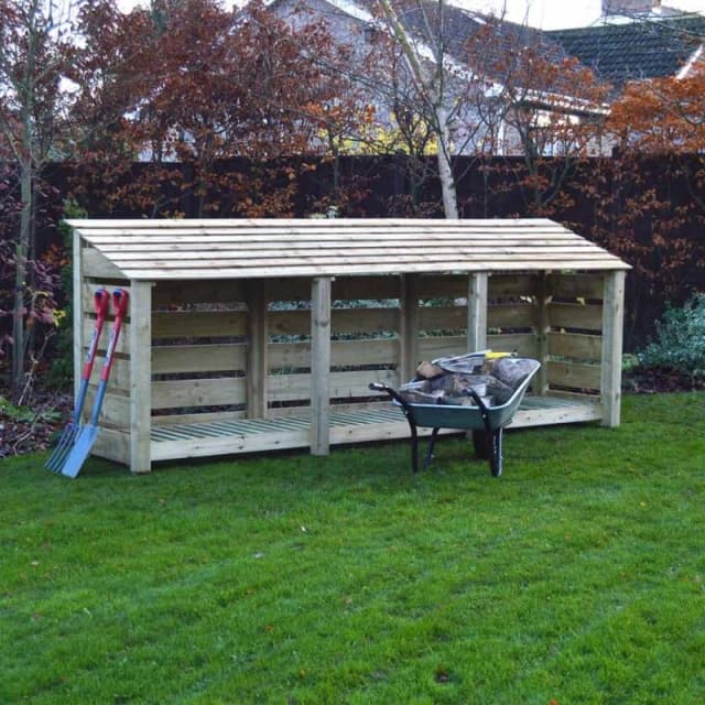 Rutland County Garden Furniture Ltd Empingham 4ft Log Store - L80 x W340 x H128cm - Light Green Light Green Unisex