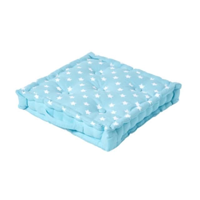 Homescapes Cotton Blue Stars Floor Cushion, 40 X 40 Cm