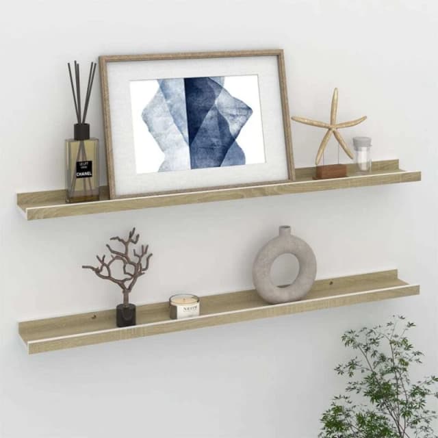 VIDAXL Vidaxl - Wall Shelves 2 pcs White and Sonoma Oak 80x9x3cm 8720286417928