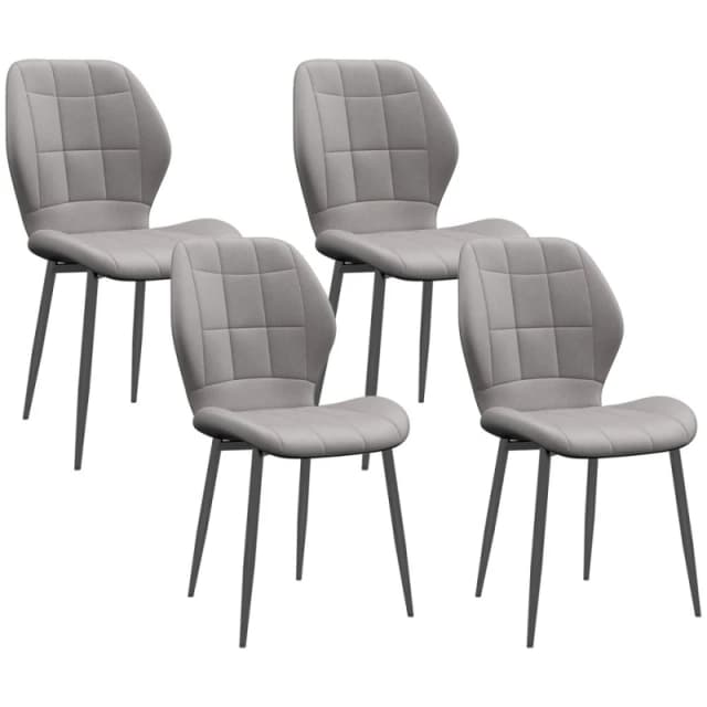 HOMCOM HOMCOM Dining Chairs Set of 4, Modern Style with Backs and Steel Legs in Light Grey Light Grey One Size Unisex 5056725536879