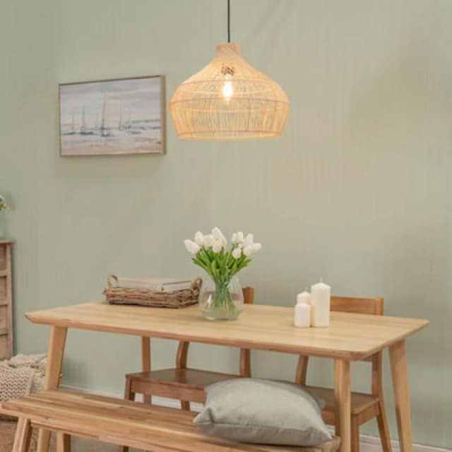 ValueLights Natural Rattan Easy Fit Pendant Light Shade Natural