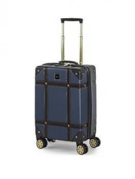 Rock Luggage Vintage PY98803 8 Wheel Carry On Navy Suitcase