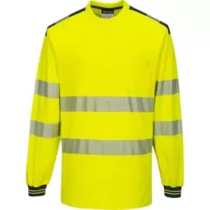 Portwest HiVisTex Pro Long Sleeved T Shirt Yellow / Navy 3XL