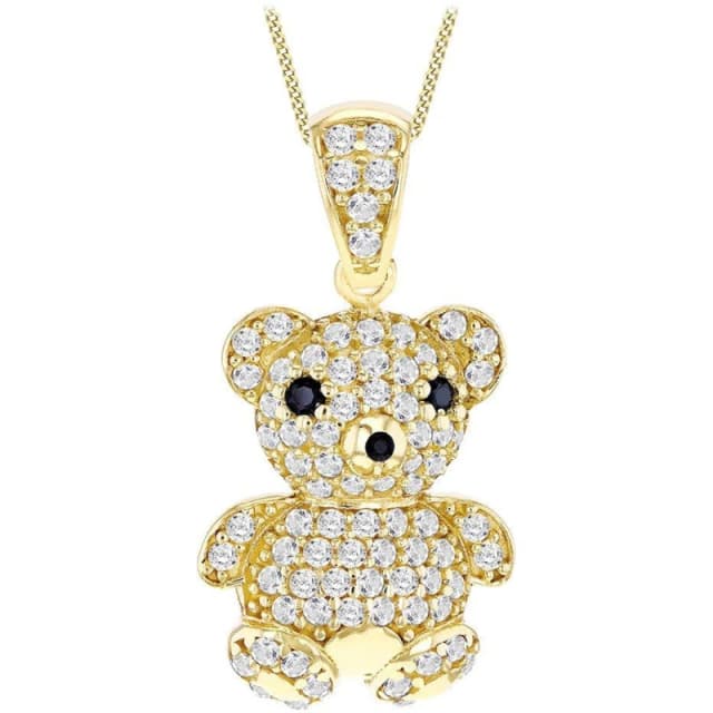 Be You 9ct Gold Teddy Bear with CZ Necklace Yellow Gold female 18in