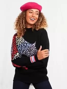 Joe Browns Animal Graphic Jumper -black, Black, Size 10, Women