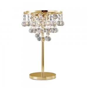 Table Lamp 3 Light French Gold, Crystal