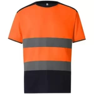 Yoko Mens Two Tone Hi-Vis T-Shirt (L) (Orange/Navy) - Orange/Navy