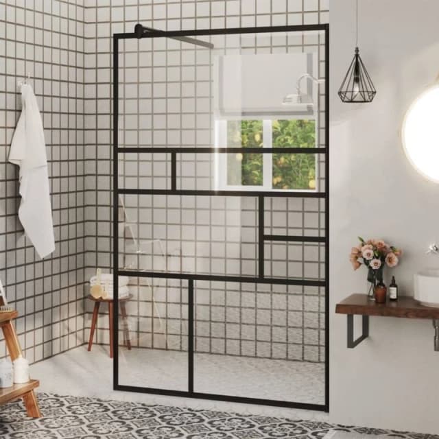 VIDAXL vidaXL Walk-in Shower Wall with Clear ESG Glass 100x195cm Black 8720286416105