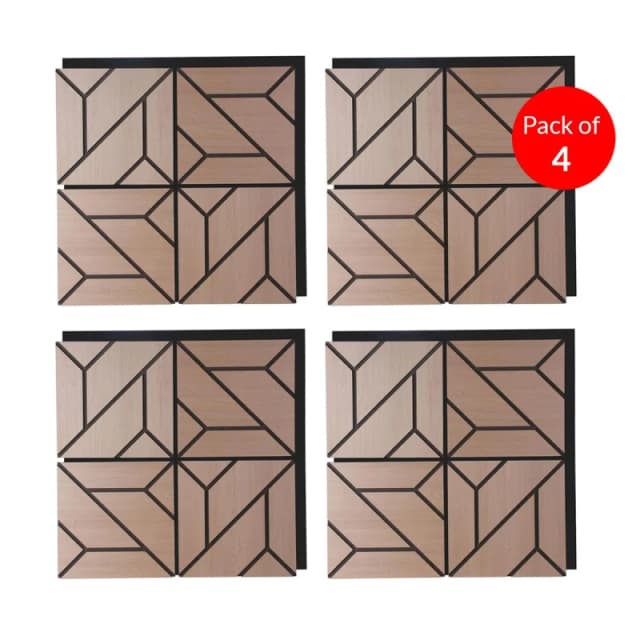 ENER-J EchoGrid Acoustic Wall Panel PET MDF Size 610 x 610mm (Pack of 4) in Light Brown Light Brown Unisex