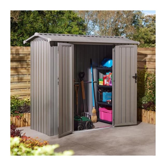 Rowlinson Brentvale 8X4 Premium Apex Metal Shed With Foundation Kit, Grey BV84APXFKI
