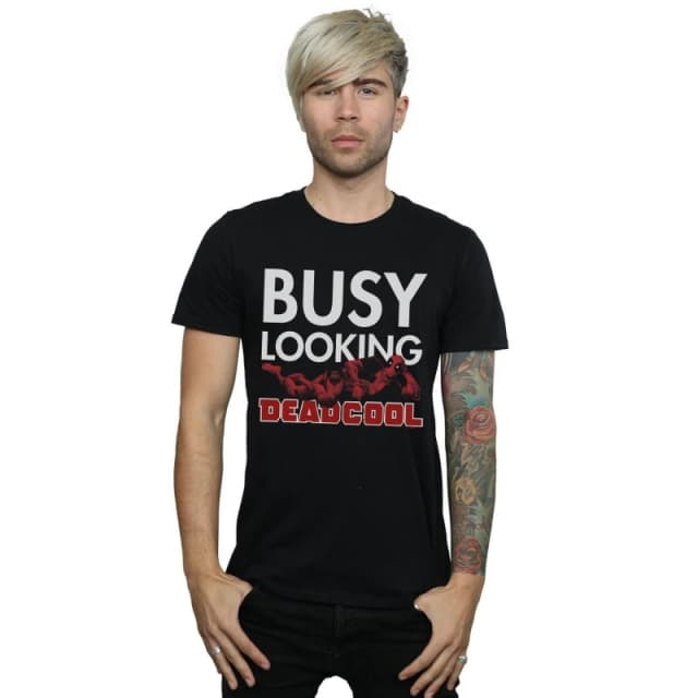 Marvel Marvel Men Deadpool Busy Looking Deadcool T-Shirt in Black Size: Small Black S Male 5059308631213
