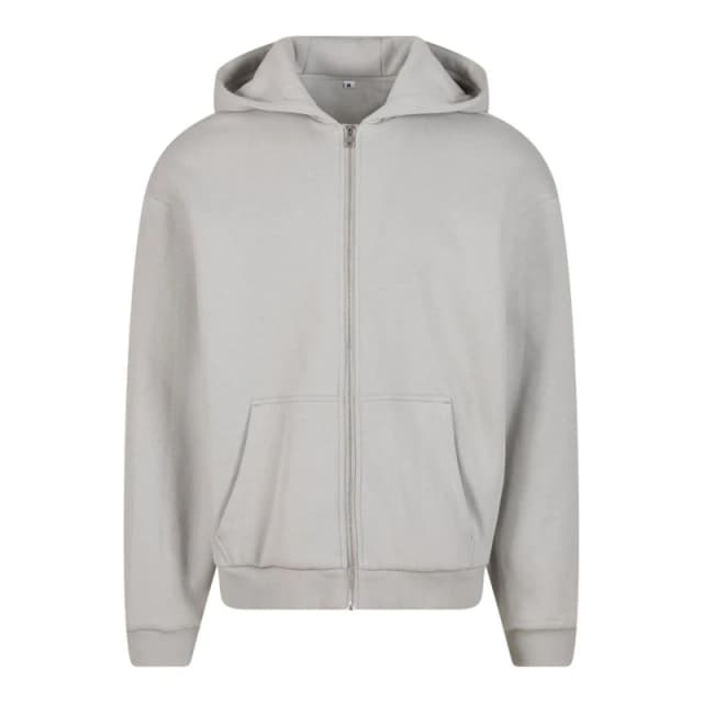 Build Your Brand Mens Fluffy Full Zip Hoodie in Grey Size: XS Grey Male XS
