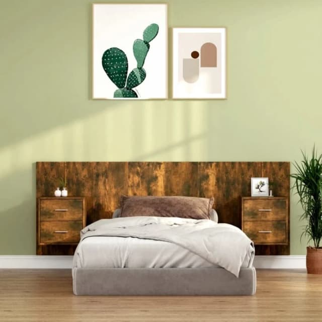 VIDAXL Bed Headboard with Cabinets Smoked Oak Engineered Wood Vidaxl 8720287121497